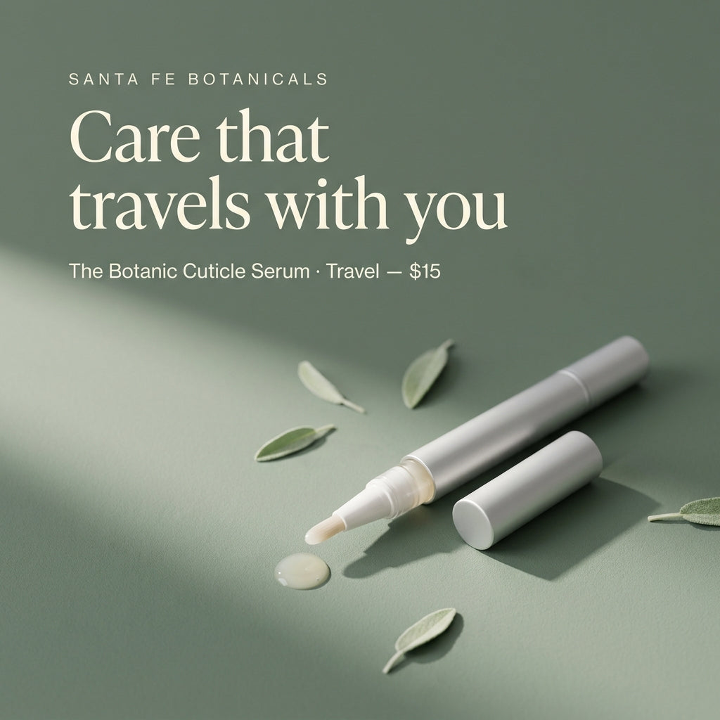 Botanic Cuticle Serum Travel ad — sage brush-tip mockup 1